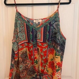 Cute and colorful lightweight tank with tie front